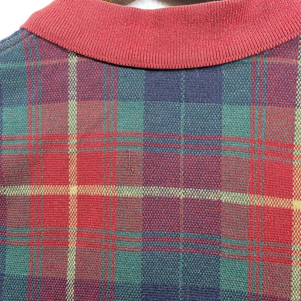 Polo Ralph Lauren Plaid‎ Polo Shirt Mens XL Red Green Blue Vintage Made in USA